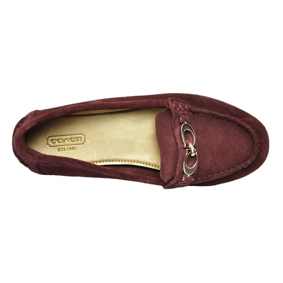 Coach FORTUNATA Suede Classic Driver Moc Loafer Flat Shoe Burgundy 7 New - Picture 6 of 7